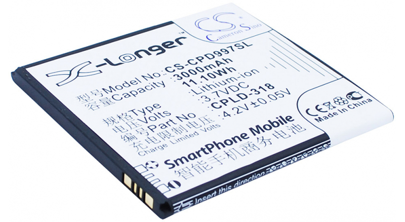 Аккумуляторная батарея iBatt iB-M1644 для телефонов, смартфонов CoolpadЕмкость (mAh): 3000. Напряжение (V): 3,7