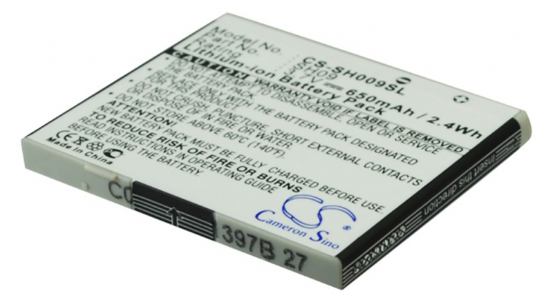 Аккумуляторная батарея SH09 для телефонов, смартфонов Sharp. Артикул iB-M2830.Емкость (mAh): 650. Напряжение (V): 3,7