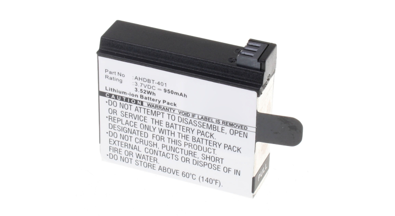 Аккумуляторные батареи для фотоаппаратов и видеокамер GoPro Hero 4 SilverЕмкость (mAh): 950. Напряжение (V): 3,7