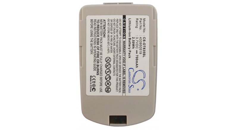 Аккумуляторная батарея для телефона, смартфона Alcatel OT-825. Артикул iB-M507.Емкость (mAh): 700. Напряжение (V): 3,7