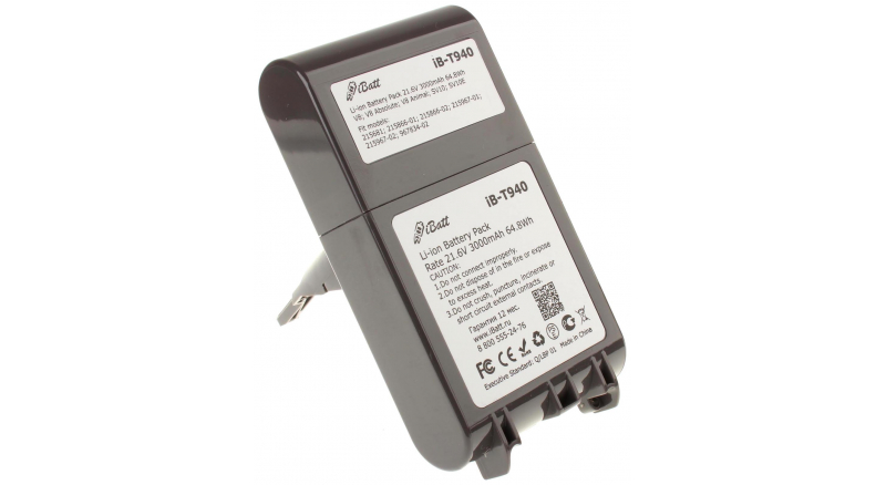Аккумуляторная батарея 215967-01 для пылесосов Dyson. Артикул iB-T940.Емкость (mAh): 3000. Напряжение (V): 21,6