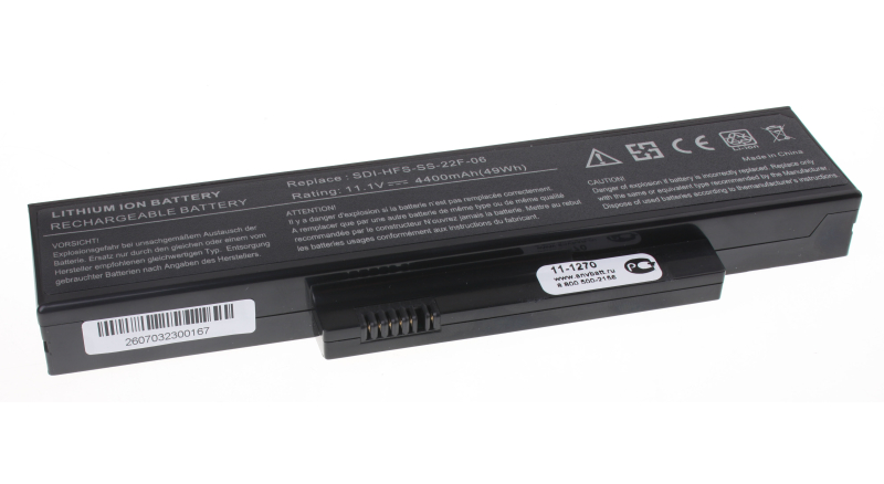 Аккумуляторная батарея SDI-HFS-SS-22F-06 для ноутбуков Fujitsu-Siemens. Артикул 11-1270.Емкость (mAh): 4400. Напряжение (V): 11,1
