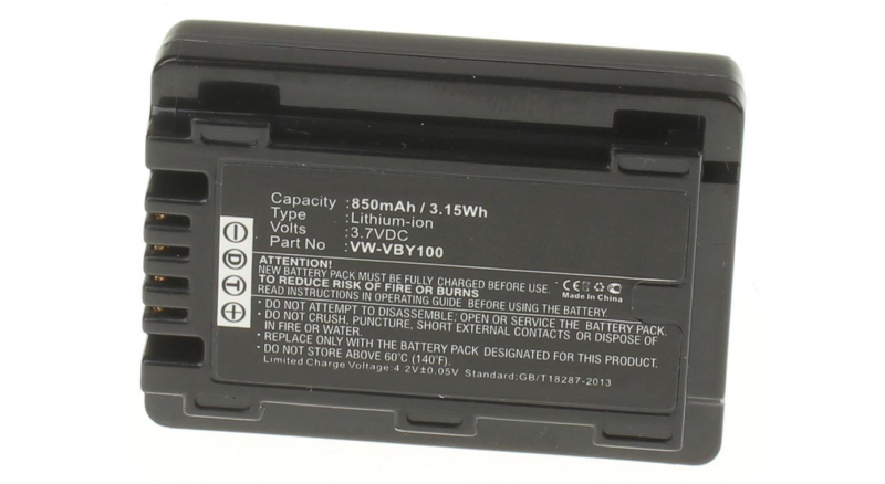 Аккумуляторные батареи для фотоаппаратов и видеокамер Panasonic HC-V201KЕмкость (mAh): 850. Напряжение (V): 3,7