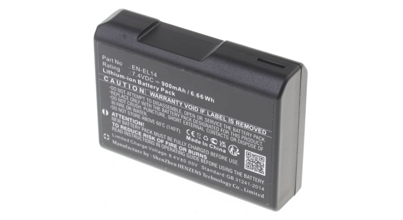 Аккумуляторная батарея EN-EL14 для фотоаппаратов и видеокамер Nikon. Артикул iB-F509.Емкость (mAh): 900. Напряжение (V): 7,4