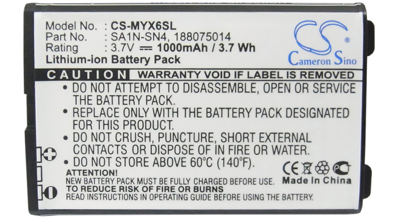 Аккумуляторная батарея 188075014 для телефонов, смартфонов Sagem. Артикул iB-M2597.Емкость (mAh): 1000. Напряжение (V): 3,7