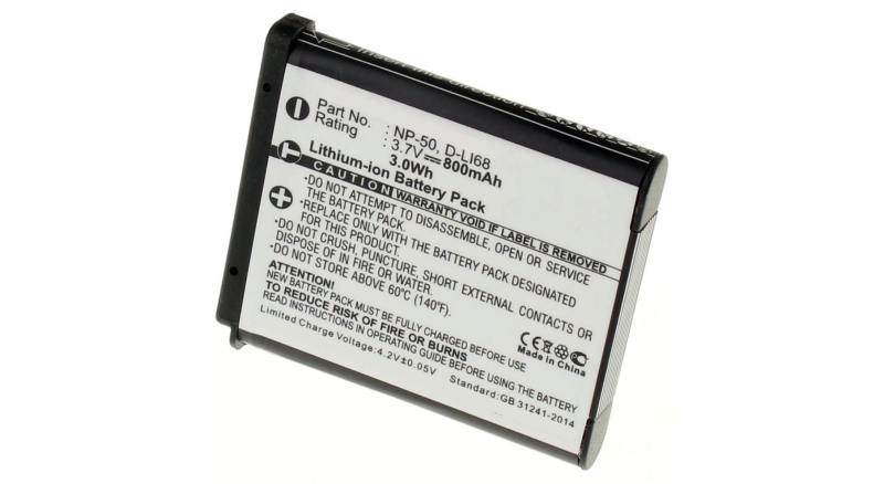 Аккумуляторная батарея D-LI68 для фотоаппаратов и видеокамер Ricoh. Артикул iB-F398.Емкость (mAh): 800. Напряжение (V): 3,7