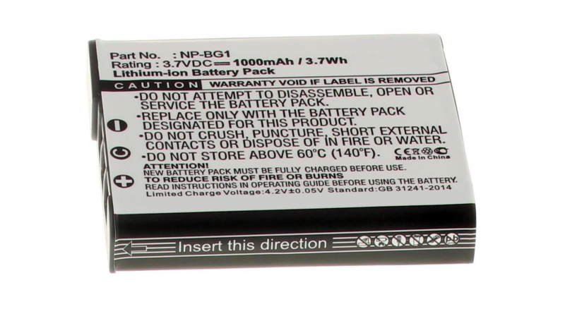 Аккумуляторные батареи для фотоаппаратов и видеокамер Sony Cyber-shot DSC-W170/BЕмкость (mAh): 1000. Напряжение (V): 3,7