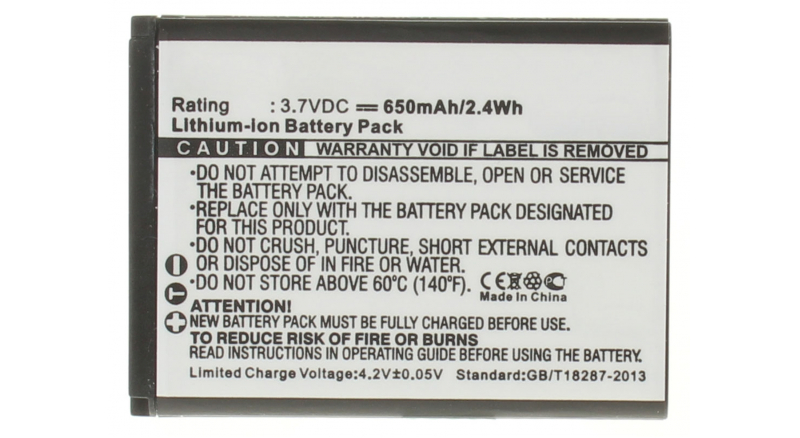 Аккумуляторная батарея для телефона, смартфона Samsung SGH-J708. Артикул iB-M271.Емкость (mAh): 650. Напряжение (V): 3,7