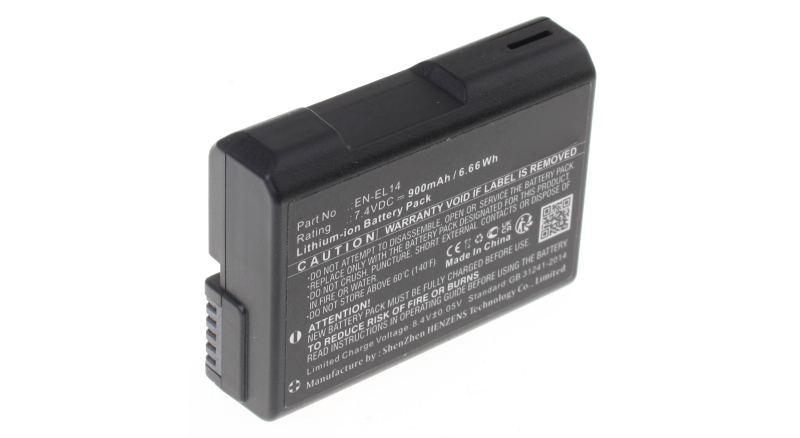 Аккумуляторная батарея EN-EL14 для фотоаппаратов и видеокамер Nikon. Артикул iB-F509.Емкость (mAh): 900. Напряжение (V): 7,4