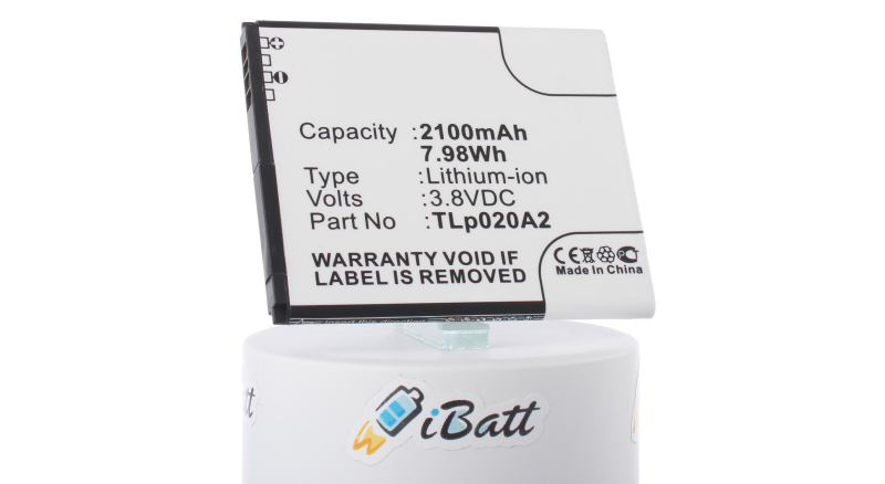 Аккумуляторная батарея TLi020A1 для телефонов, смартфонов Alcatel. Артикул iB-M866.Емкость (mAh): 2100. Напряжение (V): 3,8