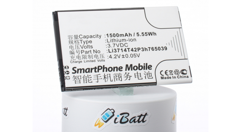 Аккумуляторная батарея для телефона, смартфона ZTE AF5. Артикул iB-M3037.Емкость (mAh): 1500. Напряжение (V): 3,7