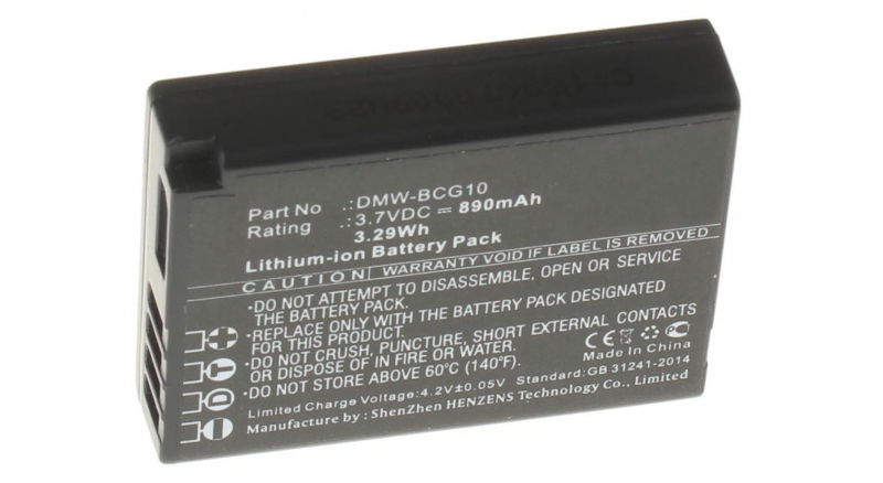 Аккумуляторная батарея DMW-BCG10 для фотоаппаратов и видеокамер Leica. Артикул iB-F319.Емкость (mAh): 890. Напряжение (V): 3,7