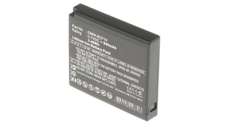 Аккумуляторные батареи для фотоаппаратов и видеокамер Panasonic Lumix DMC-F2Емкость (mAh): 940. Напряжение (V): 3,7