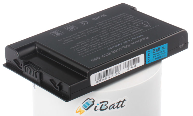 Аккумуляторная батарея для ноутбука Quanta Z500N. Артикул iB-A268.Емкость (mAh): 4400. Напряжение (V): 14,8