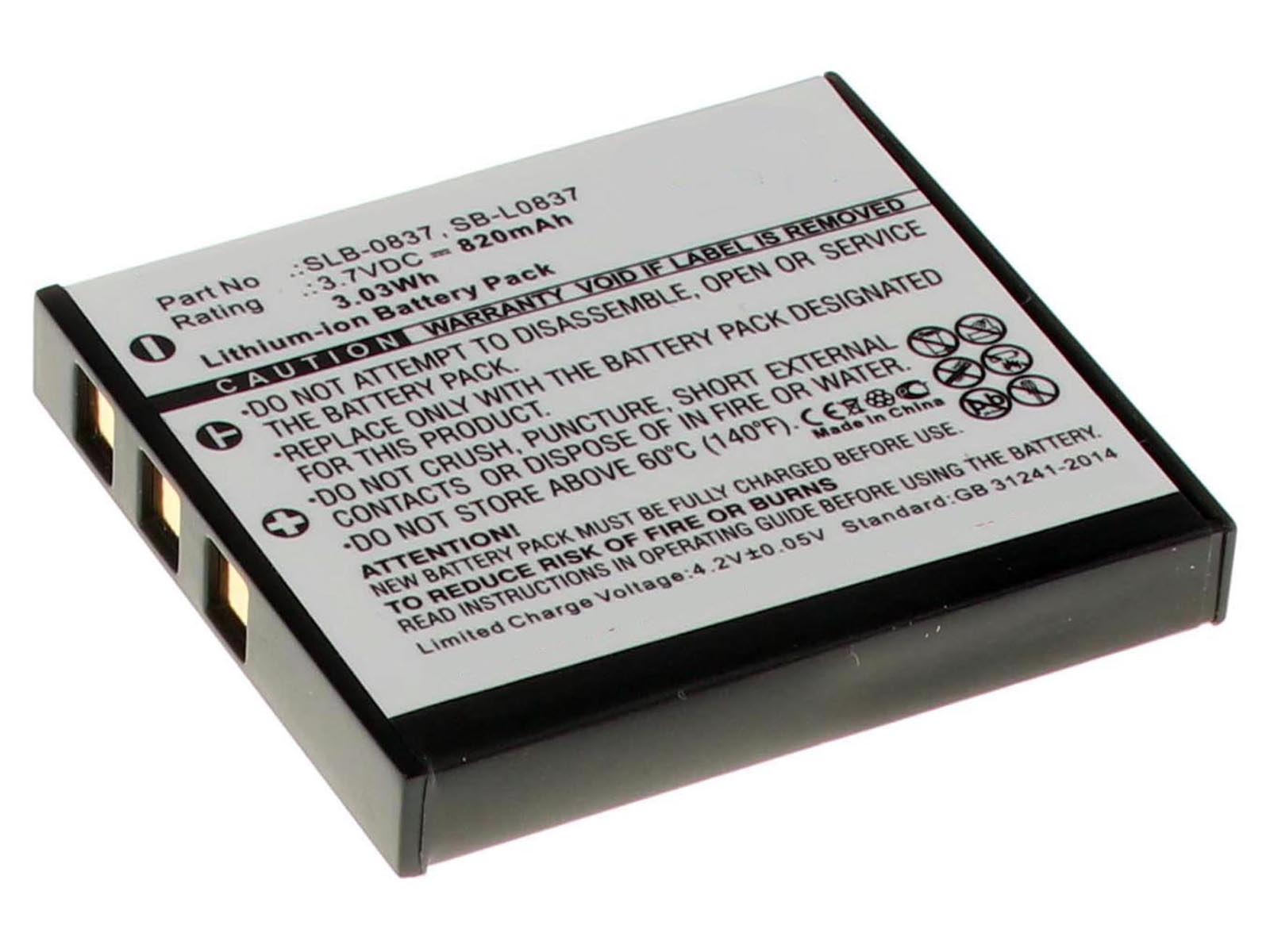 Аккумуляторная батарея SB-L0837 для фотоаппаратов и видеокамер Samsung. Артикул iB-F395.Емкость (mAh): 820. Напряжение (V): 3,7