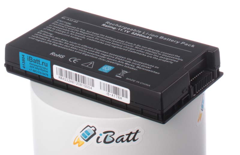 Аккумуляторная батарея для ноутбука Asus A8T. Артикул iB-A176H.Емкость (mAh): 5200. Напряжение (V): 11,1
