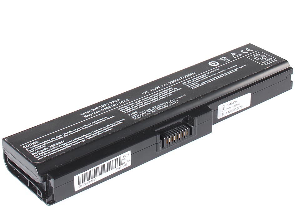 Аккумуляторная батарея для ноутбука Toshiba Satellite L755-10J. Артикул iB-A543H.Емкость (mAh): 5200. Напряжение (V): 10,8
