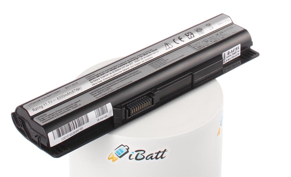 Аккумуляторная батарея для ноутбука MSI Megabook FR610. Артикул iB-A419X.Емкость (mAh): 5800. Напряжение (V): 11,1