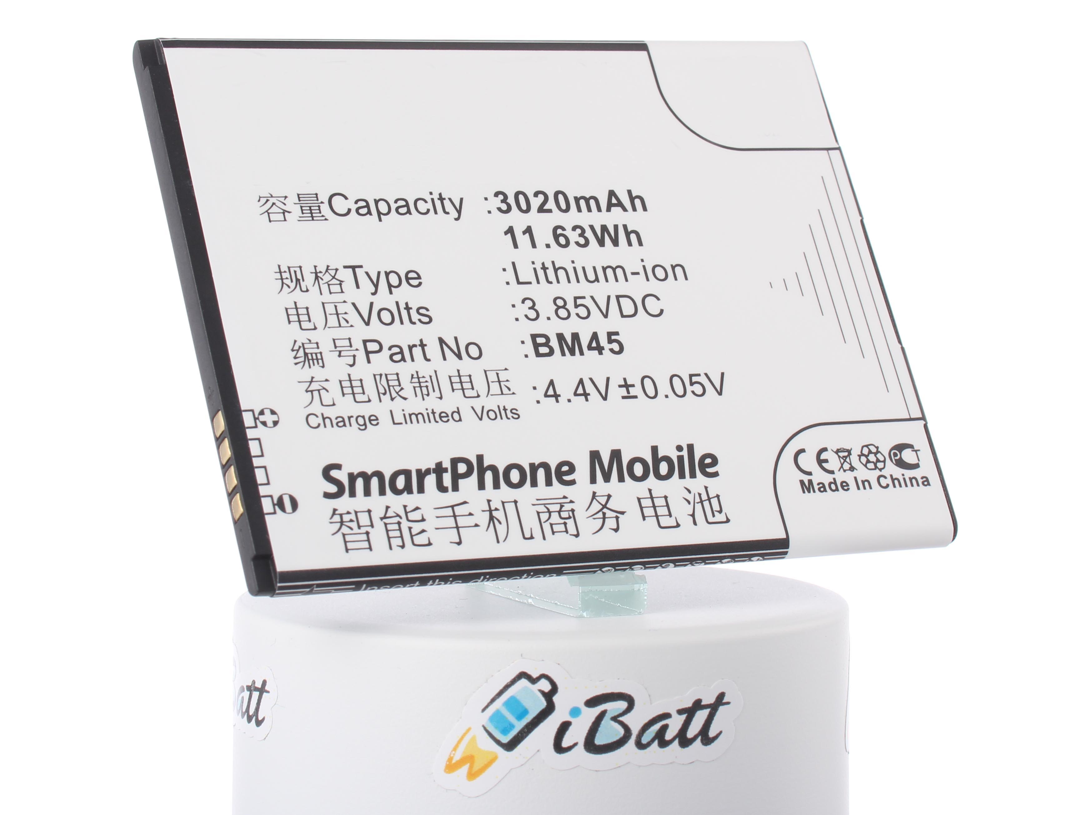 Аккумуляторная батарея BM45 для телефонов, смартфонов Xiaomi. Артикул iB-M929.Емкость (mAh): 3020. Напряжение (V): 3,85