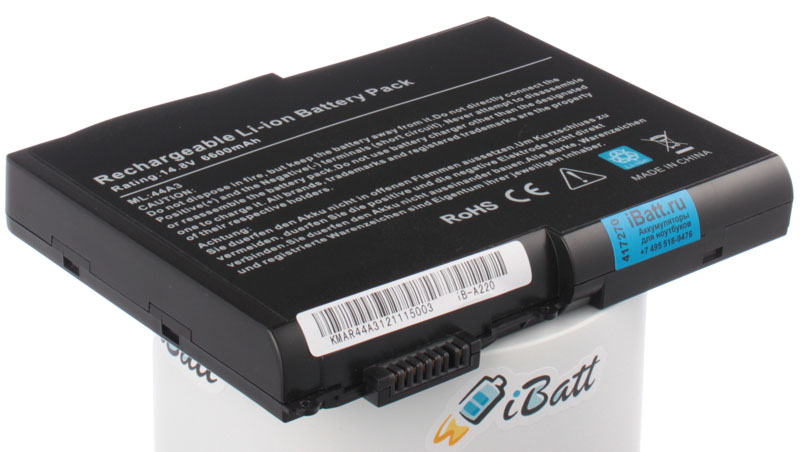 Аккумуляторная батарея 6M.44YBT.001 для ноутбуков Acer. Артикул iB-A220.Емкость (mAh): 6600. Напряжение (V): 14,8