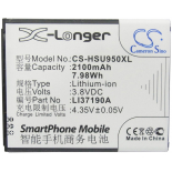 Аккумуляторная батарея для телефона, смартфона Hisense EG950A. Артикул iB-M1867.Емкость (mAh): 2100. Напряжение (V): 3,8