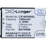 Аккумуляторная батарея BAT909B для телефонов, смартфонов NEC. Артикул iB-M2356.Емкость (mAh): 1400. Напряжение (V): 3,7