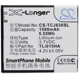 Аккумуляторная батарея для телефона, смартфона TCL J636D. Артикул iB-M2892.Емкость (mAh): 1500. Напряжение (V): 3,7