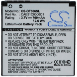 Аккумуляторная батарея OT-BY23 для телефонов, смартфонов T-Mobile. Артикул iB-M1254.Емкость (mAh): 700. Напряжение (V): 3,7