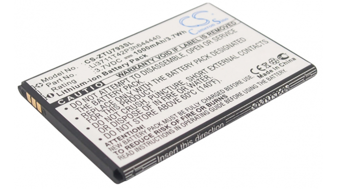 Аккумуляторная батарея iBatt iB-M3027 для телефонов, смартфонов ZTEЕмкость (mAh): 1000. Напряжение (V): 3,7