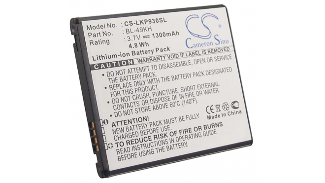 Аккумуляторная батарея iBatt iB-M1060 для телефонов, смартфонов LGЕмкость (mAh): 1300. Напряжение (V): 3,7
