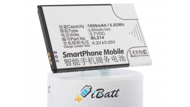 Аккумуляторная батарея BL203 для телефонов, смартфонов Lenovo. Артикул iB-M672.Емкость (mAh): 1600. Напряжение (V): 3,7