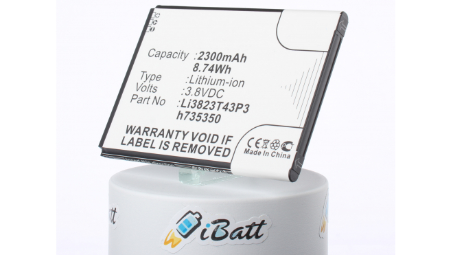 Аккумуляторная батарея iBatt iB-M1107 для телефонов, смартфонов ZTEЕмкость (mAh): 2300. Напряжение (V): 3,8