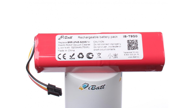 Аккумуляторная батарея для пылесоса Xiaomi Mi Robot Vacuum Cleaner. Артикул iB-T950.Емкость (mAh): 5200. Напряжение (V): 14,4