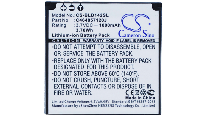 Аккумуляторная батарея C464857120J для телефонов, смартфонов BLU. Артикул iB-M1461.Емкость (mAh): 1000. Напряжение (V): 3,7