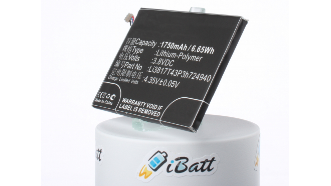 Аккумуляторная батарея iBatt iB-M1111 для телефонов, смартфонов ZTEЕмкость (mAh): 1750. Напряжение (V): 3,8
