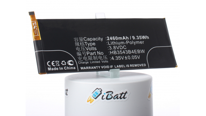 Аккумуляторная батарея iBatt iB-M750 для телефонов, смартфонов HuaweiЕмкость (mAh): 2460. Напряжение (V): 3,8