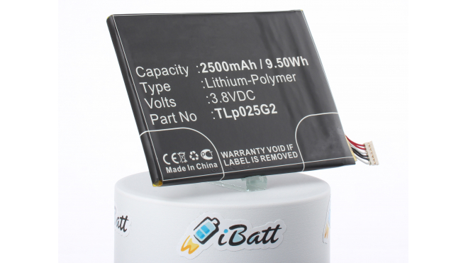 Аккумуляторная батарея TLp025G2 для телефонов, смартфонов Alcatel. Артикул iB-M1214.Емкость (mAh): 2500. Напряжение (V): 3,8
