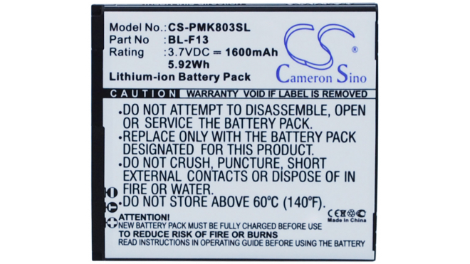 Аккумуляторная батарея для телефона, смартфона Phicomm i803. Артикул iB-M2496.Емкость (mAh): 1600. Напряжение (V): 3,7