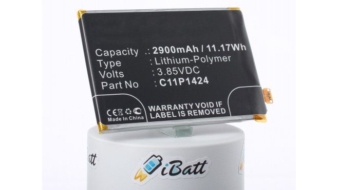 Аккумуляторная батарея C11P1423 для телефонов, смартфонов Asus. Артикул iB-M1324.Емкость (mAh): 2900. Напряжение (V): 3,85