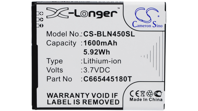 Аккумуляторная батарея C665445180T для телефонов, смартфонов BLU. Артикул iB-M1488.Емкость (mAh): 1600. Напряжение (V): 3,7