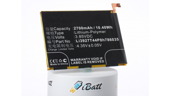 Аккумуляторная батарея iBatt iB-M3083 для телефонов, смартфонов ZTEЕмкость (mAh): 2700. Напряжение (V): 3,85