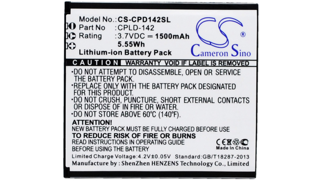 Аккумуляторная батарея для телефона, смартфона Coolpad 5313S. Артикул iB-M1622.Емкость (mAh): 1500. Напряжение (V): 3,7