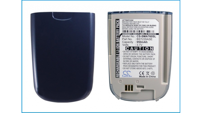 Аккумуляторная батарея для телефона, смартфона Samsung SPH-A760. Артикул iB-M2750.Емкость (mAh): 950. Напряжение (V): 3,7