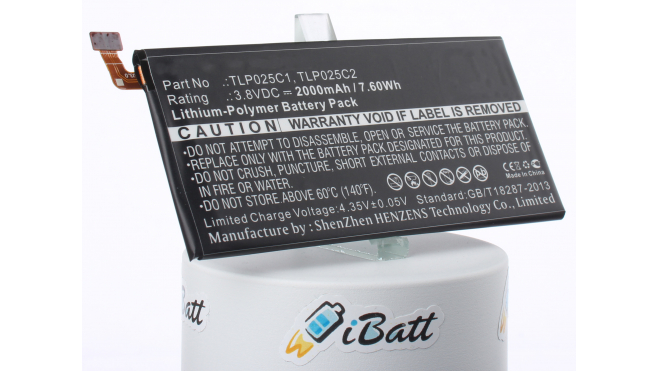 Аккумуляторная батарея iBatt iB-M1228 для телефонов, смартфонов AlcatelЕмкость (mAh): 2000. Напряжение (V): 3,8