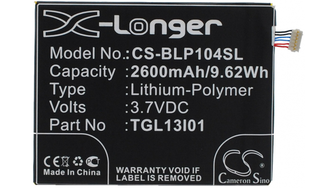 Аккумуляторная батарея TLG15G08 для телефонов, смартфонов BLU. Артикул iB-M1561.Емкость (mAh): 2600. Напряжение (V): 3,7