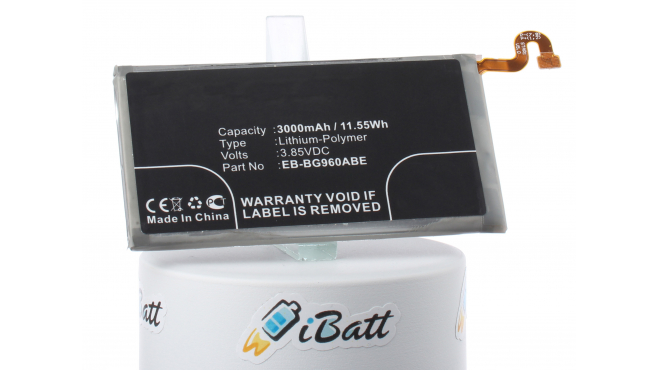 Аккумуляторная батарея EB-BG960ABE для телефонов, смартфонов Samsung. Артикул iB-M2728.Емкость (mAh): 3000. Напряжение (V): 3,85