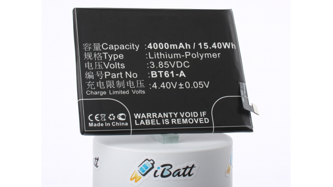Аккумуляторная батарея BT61-A для телефонов, смартфонов Meizu. Артикул iB-M2253.Емкость (mAh): 4000. Напряжение (V): 3,85