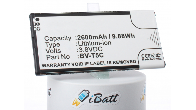 Аккумуляторная батарея BV-T5C для телефонов, смартфонов Microsoft. Артикул iB-M2273.Емкость (mAh): 2600. Напряжение (V): 3,8