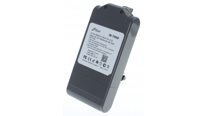 Аккумуляторная батарея для пылесоса Dyson V10 Cyclone. Артикул iB-T960.Емкость (mAh): 3950. Напряжение (V): 25,2