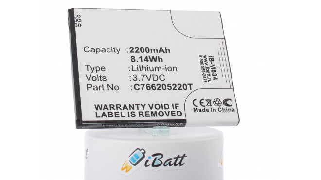 Аккумуляторная батарея iBatt iB-M834 для телефонов, смартфонов BLUЕмкость (mAh): 2200. Напряжение (V): 3,7